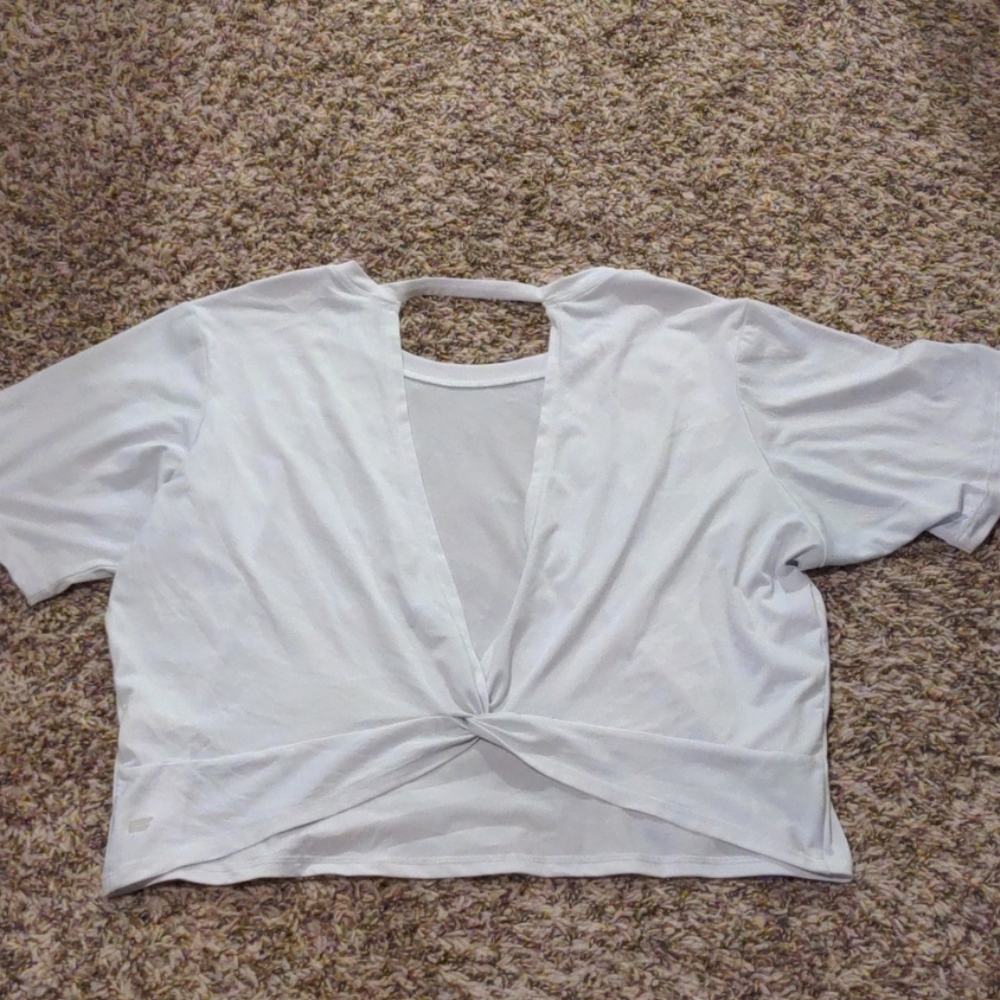 Fabletics White Twist-Front Crop Top